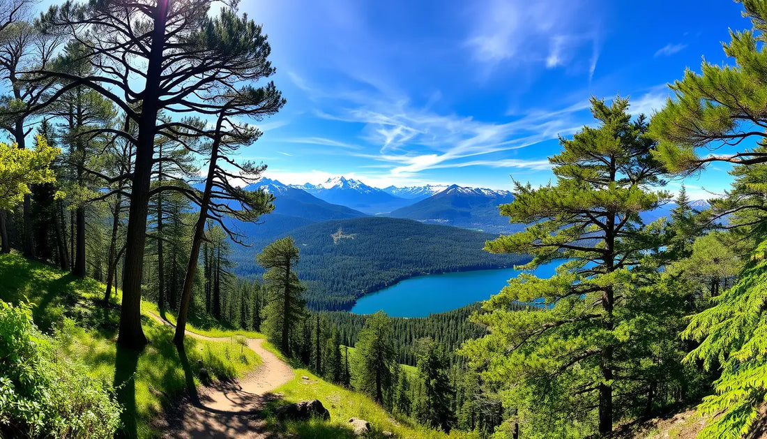 Turquoise alpine lake amidst pine-covered mountains in Yellowstone National Park.