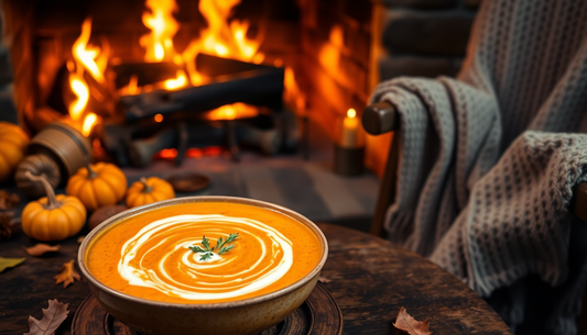 Roasted Pumpkin Soup by the Fire: A Warm and Cozy Choice