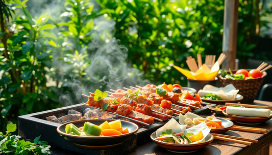 Elevate Your Backyard Gatherings with Vietnamese Pork Skewers and Herb Rice Rolls