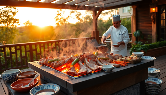 Asian BBQ Delights by the American Fire Pit: A Fusion of Cultures