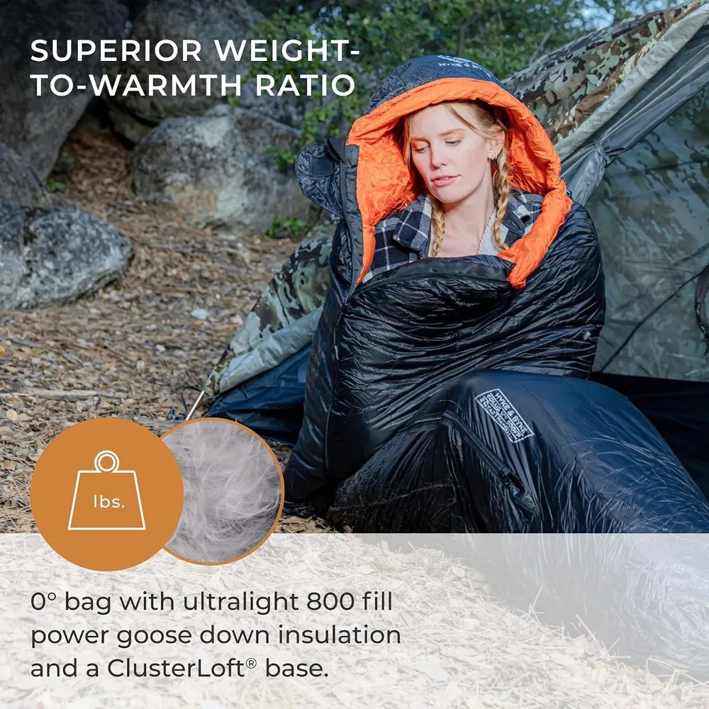 0°F Cold Weather Mummy Sleeping Bag - 800 FP Goose Down