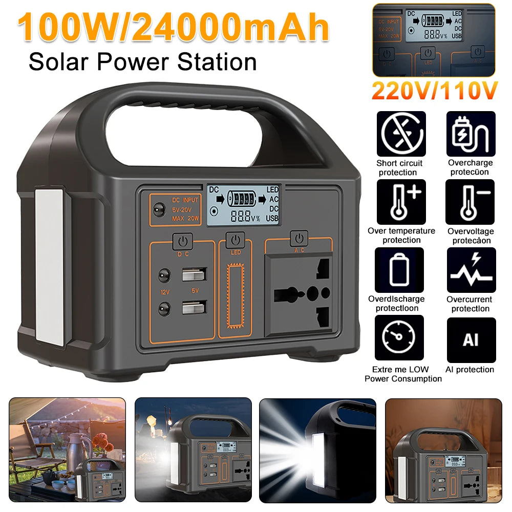 100W Portable Solar Power Station