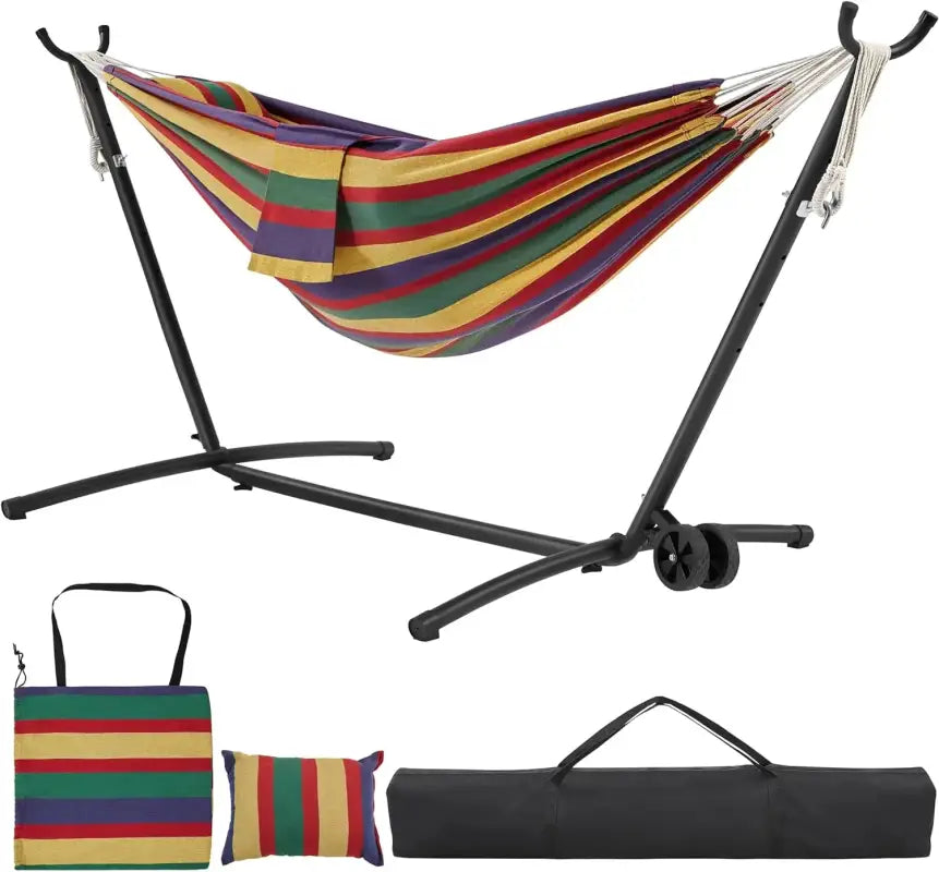 2-Person Hammock & Wheeled Stand Set - Rainbow Stripe - 吊床