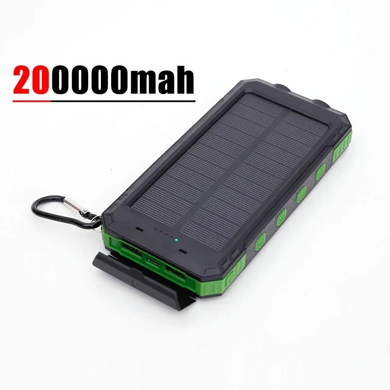 200000mAh Outdoor Waterproof Power Bank with Solar Panel and Flashlight