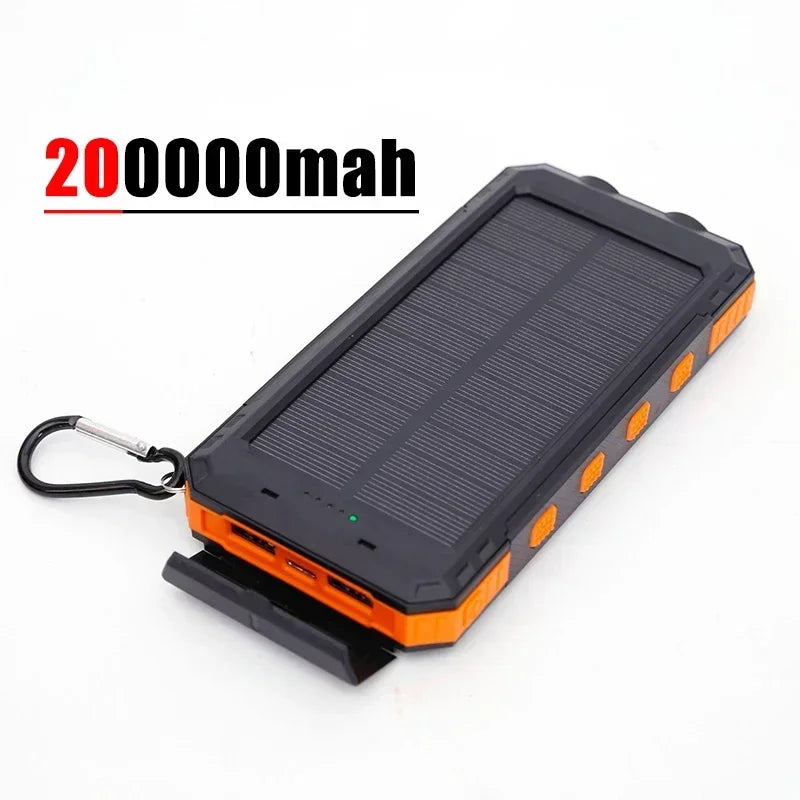 200000mAh Outdoor Waterproof Power Bank with Solar Panel and Flashlight