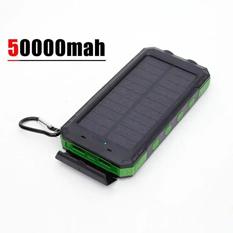 200000mAh Outdoor Waterproof Power Bank with Solar Panel and Flashlight - Green 50000mah / Above 100000mAh - 电池