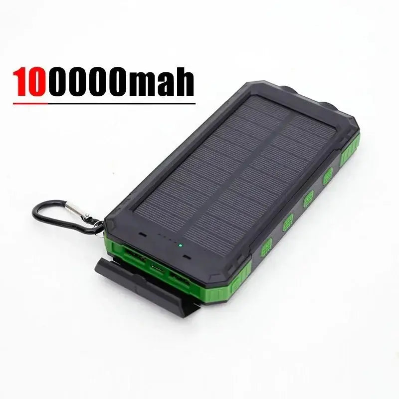 200000mAh Outdoor Waterproof Power Bank with Solar Panel and Flashlight - Green 100000mah / Above 100000mAh - 电池