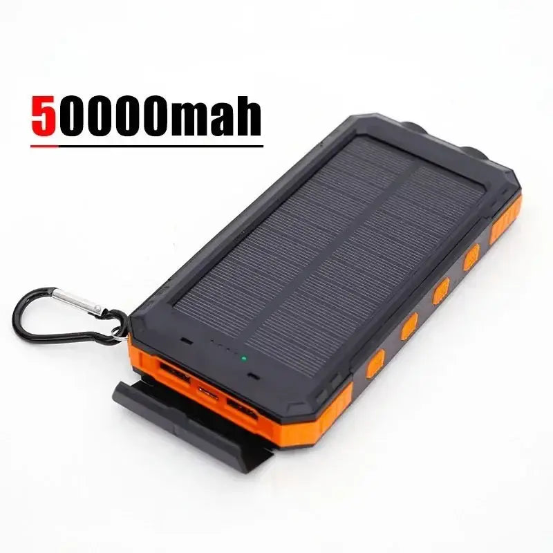 200000mAh Outdoor Waterproof Power Bank with Solar Panel and Flashlight - Orange 50000mah / Above 100000mAh - 电池