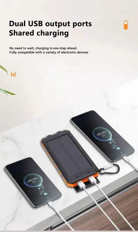 200000mAh Outdoor Waterproof Power Bank with Solar Panel and Flashlight - 电池