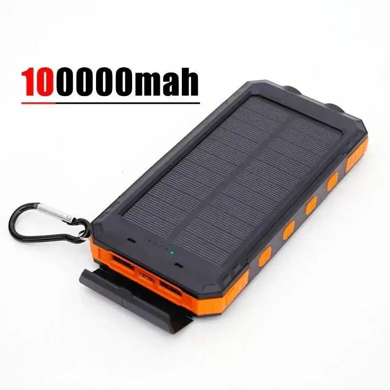 200000mAh Outdoor Waterproof Power Bank with Solar Panel and Flashlight - Orange 100000mah / Above 100000mAh - 电池