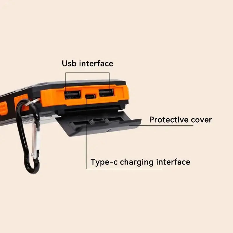 200000mAh Outdoor Waterproof Power Bank with Solar Panel and Flashlight - 电池