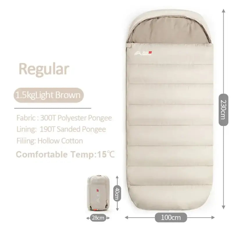 3-Season Large Sleeping Bag - LightBrown - 睡袋