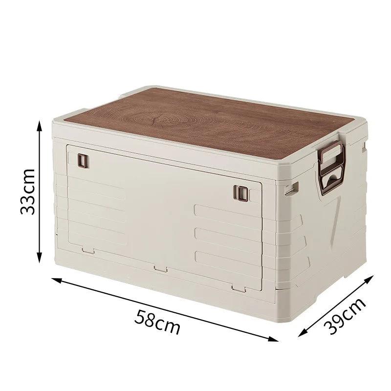 TakeFunGOGOGO Folding Camping Storage Box with Wood Top Cover TakeFunGOGOGO 