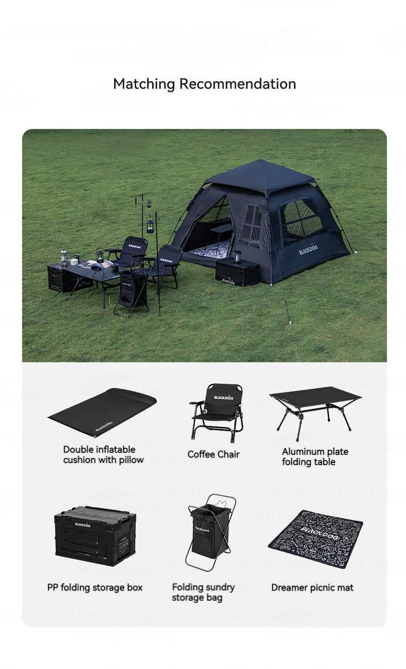 Automatic Black-Coated Camping Tent