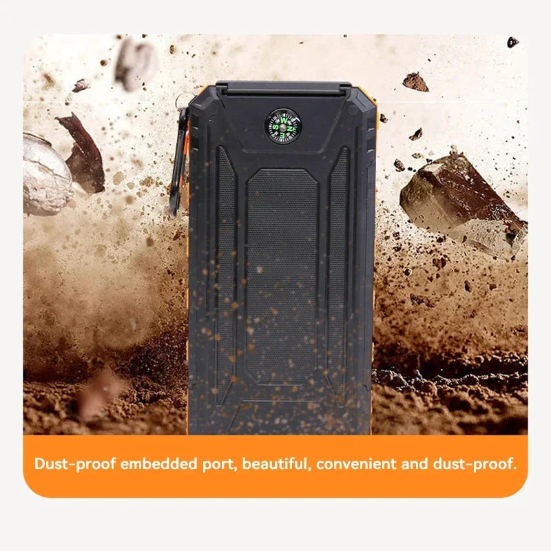 200000mAh Outdoor Waterproof Power Bank with Solar Panel and Flashlight