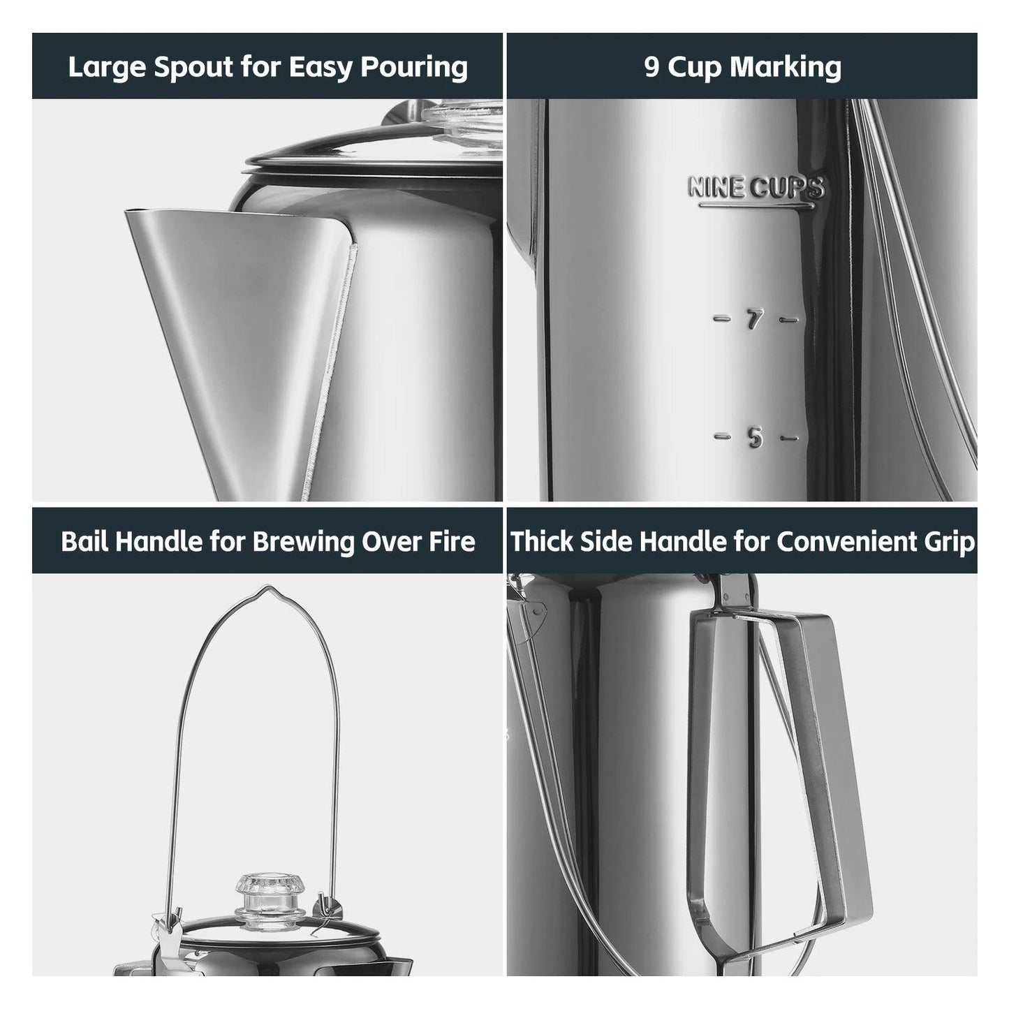 TakeFunGOGOGO 1.2L Stainless Steel Camping Percolator TakeFunGOGOGO 