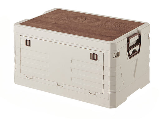 Folding Camping Storage Box with Wood Top Cover