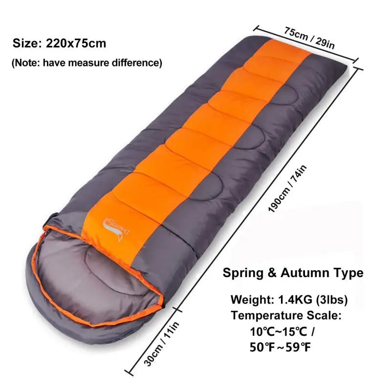 Desert&Fox 4-Season Lightweight Camping Sleeping Bag - OrangeStandard1.4KG - 睡袋