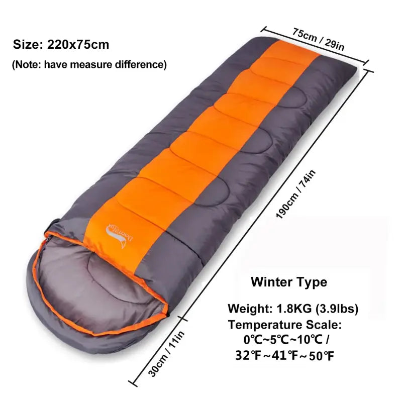 Desert&Fox 4-Season Lightweight Camping Sleeping Bag - OrangeStandard1.8KG - 睡袋