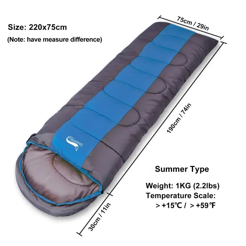 Desert&Fox 4-Season Lightweight Camping Sleeping Bag - Blue Standard 1KG - 睡袋