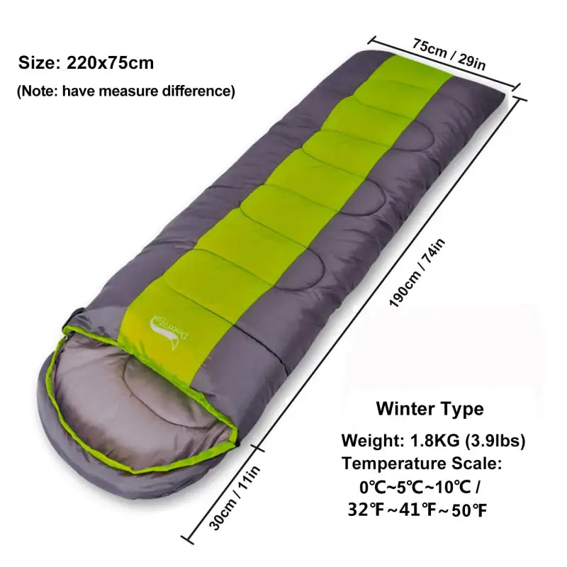 Desert&Fox 4-Season Lightweight Camping Sleeping Bag - Green Standard 1.8KG - 睡袋