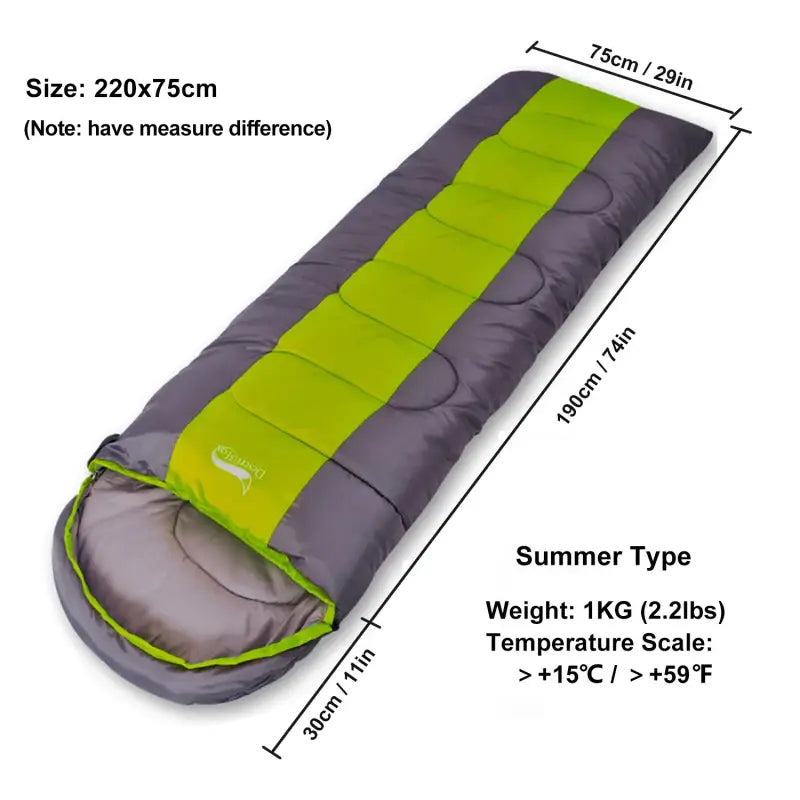 Desert&Fox 4-Season Lightweight Camping Sleeping Bag - Green Standard 1KG - 睡袋