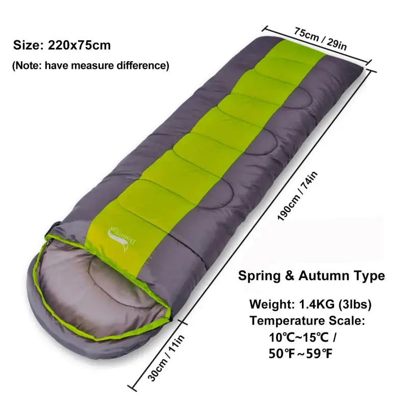 Desert&Fox 4-Season Lightweight Camping Sleeping Bag - Green Standard 1.4KG - 睡袋