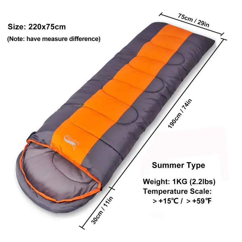 Desert&Fox 4-Season Lightweight Camping Sleeping Bag - Orange Standard 1KG - 睡袋