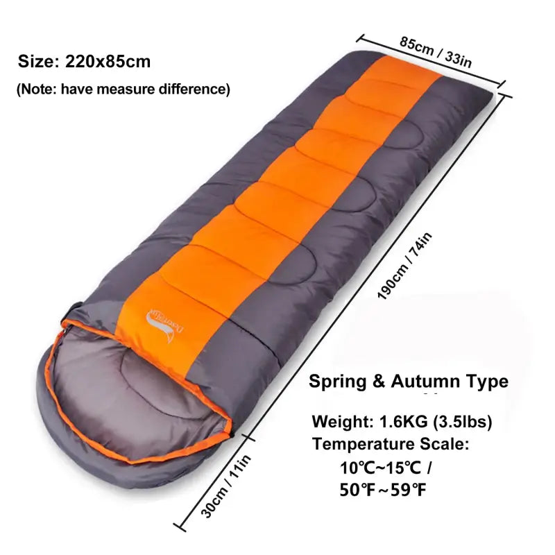 Desert&Fox 4-Season Lightweight Camping Sleeping Bag - Orange Widen 1.6KG - 睡袋