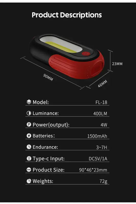 Fleet Mini Emergency Work Light - Red - 手灯