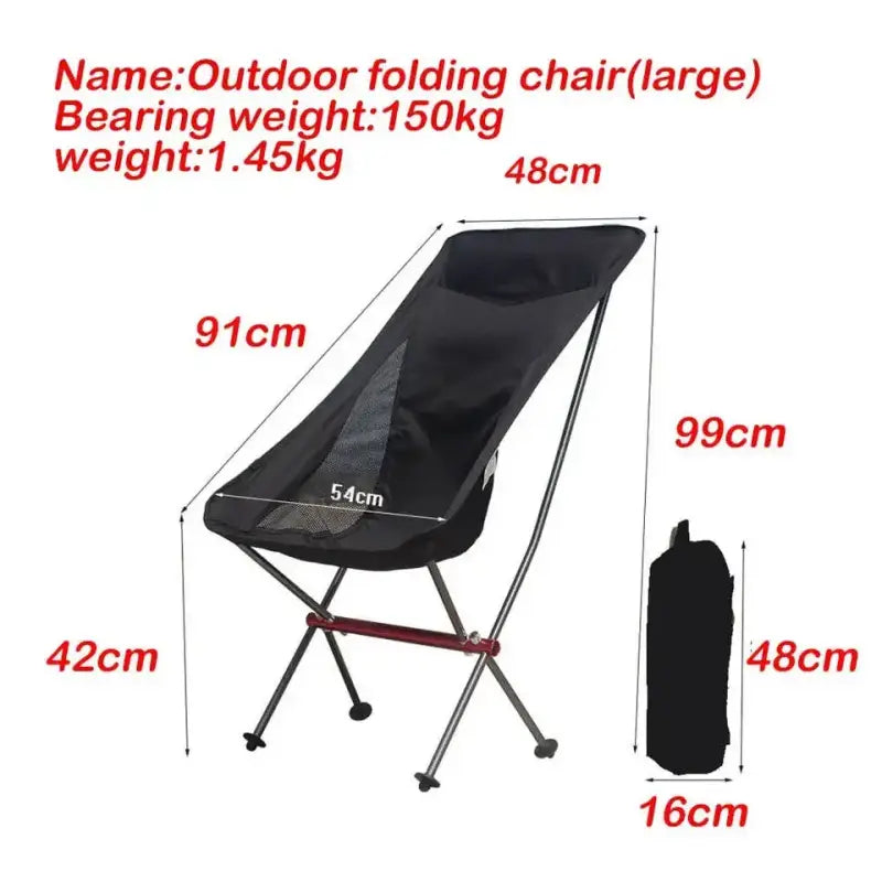 Folding Lounging Chair - Black