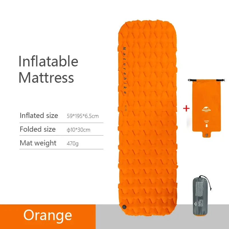 Lightweight Moisture-Proof Air Mattress - Orange Single