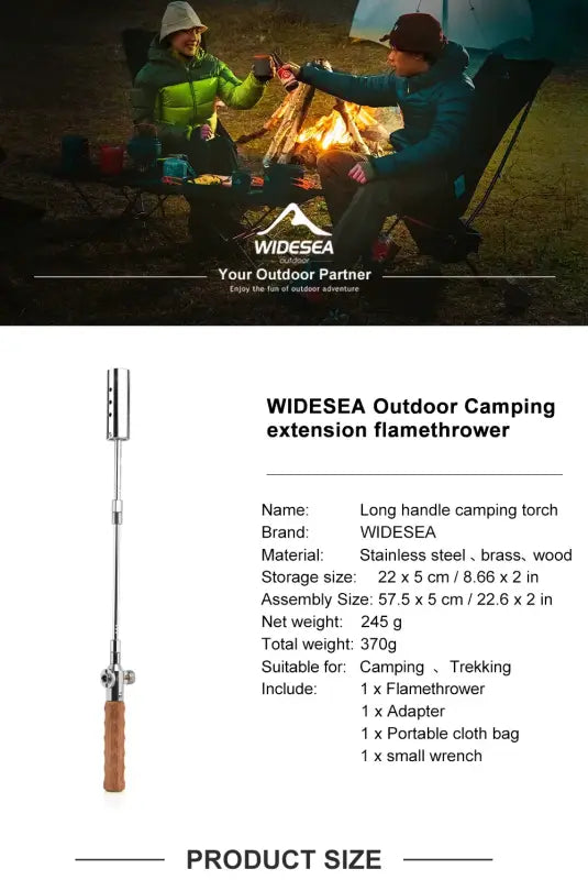 Long Handle Camping Torch - Silver