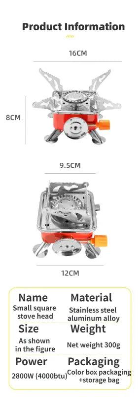 TakeFunGOGOGO Outdoor Mini Square Folding Gas Stove TakeFunGOGOGO 