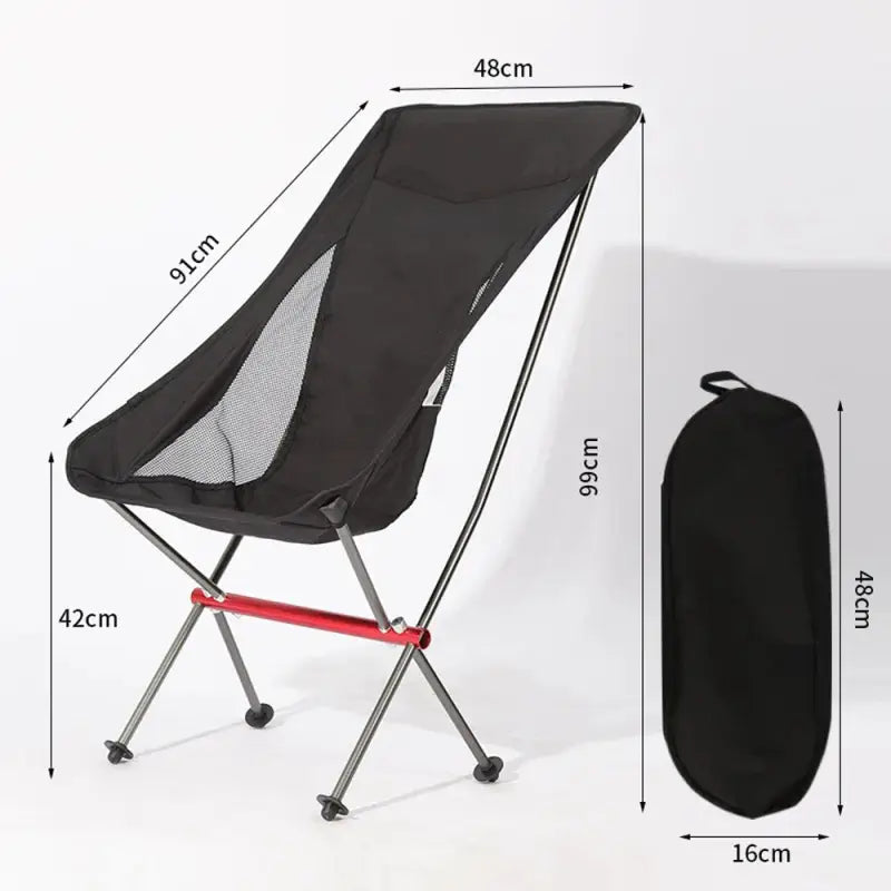 Ultra Light Aluminum Moon Chair - Black - 折叠椅