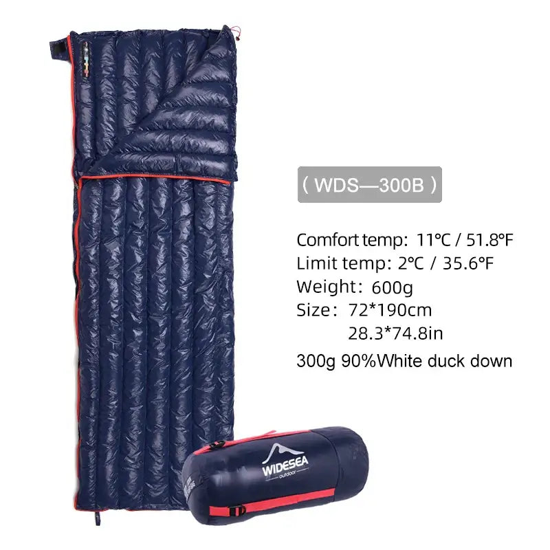 Widesea Ultralight Waterproof Down Sleeping Bag - Blue300G - 睡袋