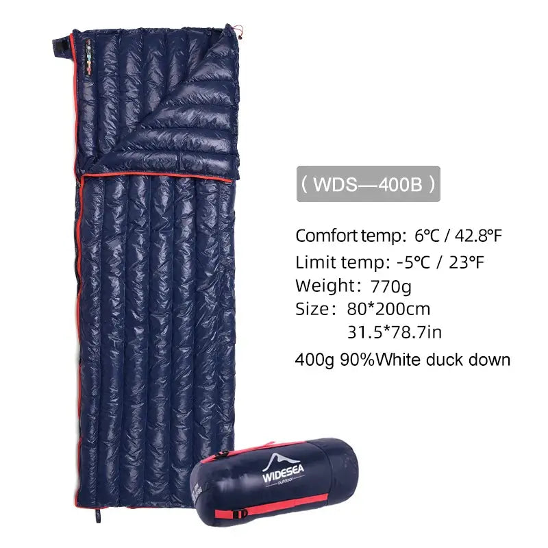 Widesea Ultralight Waterproof Down Sleeping Bag - Blue400G - 睡袋