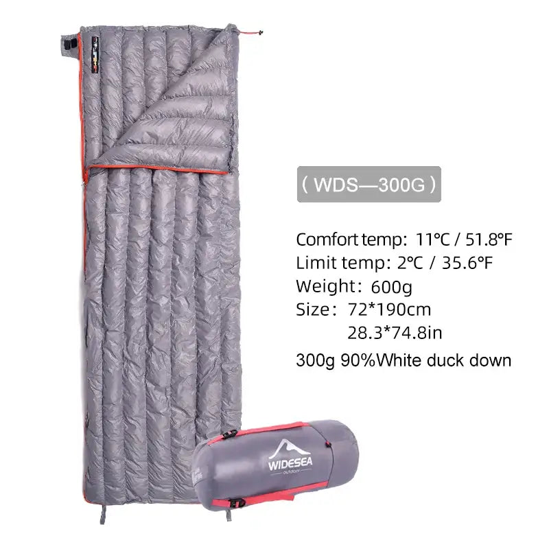 Widesea Ultralight Waterproof Down Sleeping Bag - Gray300G - 睡袋