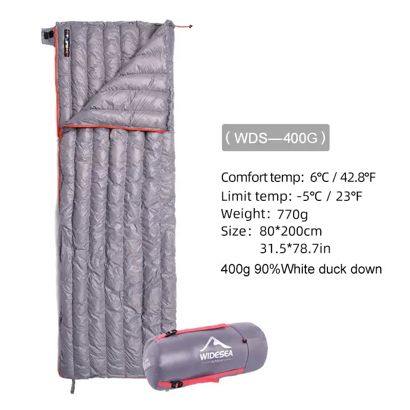 Widesea Ultralight Waterproof Down Sleeping Bag - Gray400G - 睡袋