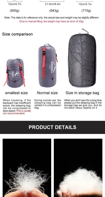 Widesea Ultralight Waterproof Down Sleeping Bag - 睡袋