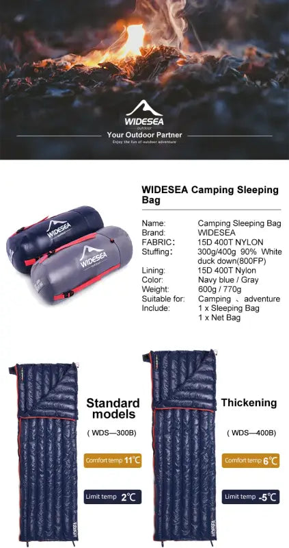 Widesea Ultralight Waterproof Down Sleeping Bag - 睡袋