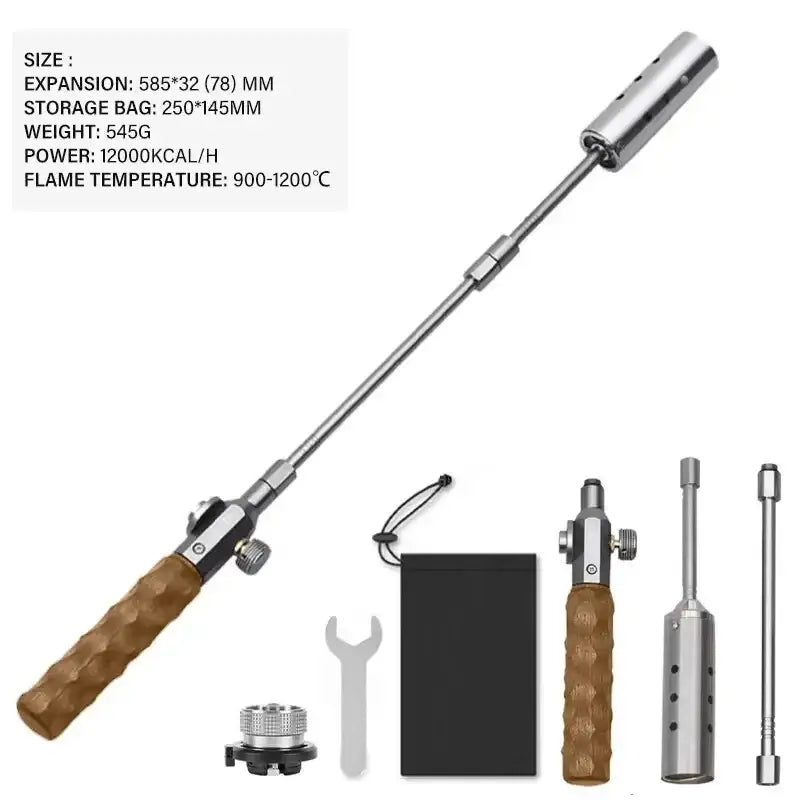 Wood Handle Removable Three-Stage Gas Burner Gun - SILVER